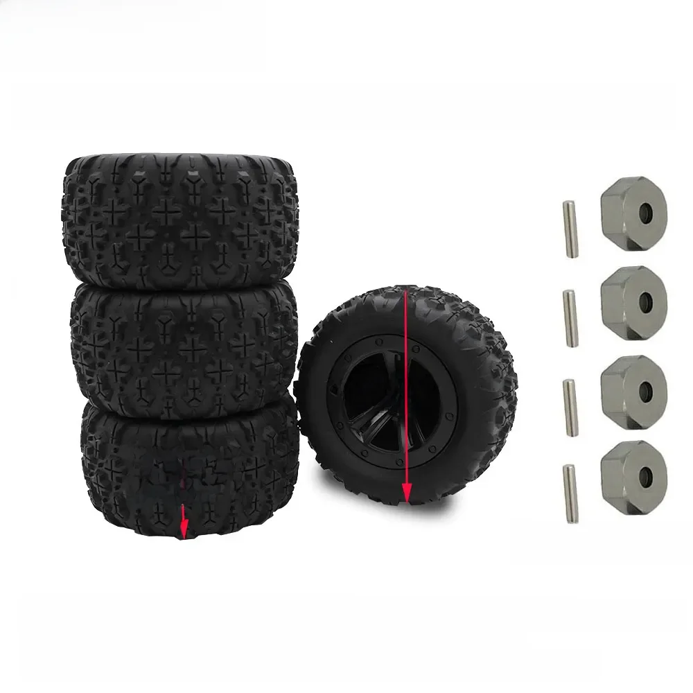 4 STUKS 85mm Skidproof Rubber Banden Wielen voor SCY 16101 16102 16103 Pro MJX Hyper Go 14210 16210 1/14 1/16 RC Monster Truck Banden - afbeelding 2