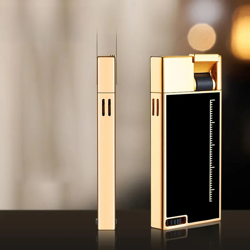 JOBON mince créatif flamme plate flamme bleue briquet fenêtre à gaz Visible Type d'engrenage réglage de la flamme 9MM outil d'allumage du corps