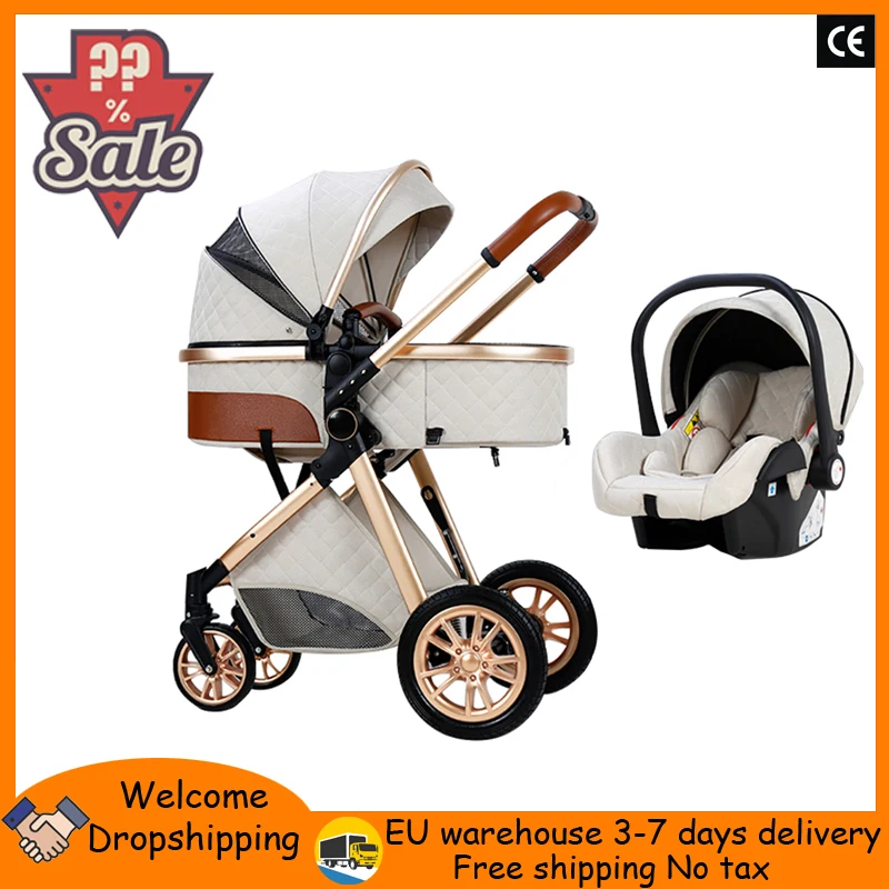 Baby 3 in 1 luxury stroller baby carriage BABI PRAM 3 IN 1 Portable travel pram High landscape baby stroller Baby carriage pram