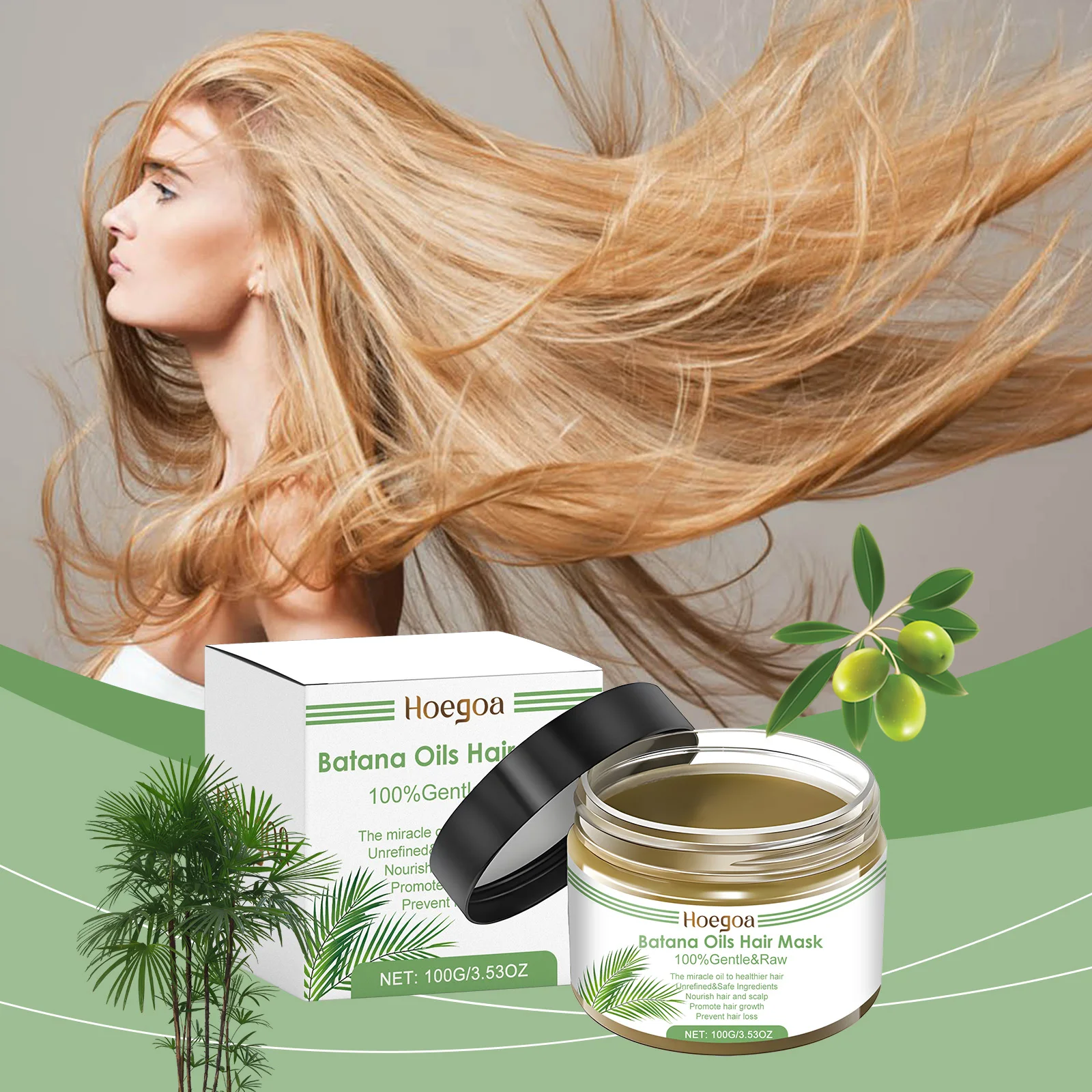 HOEGOA Promote Hair Growth Long-lasting Moisturizing Prevents Hair From Drying Out Hair Moist & Smooth Batana Oils Hair Mask