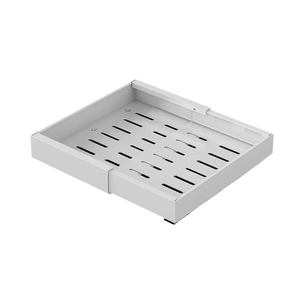 Teleskopschublade, Ausziehbare Schubladen-Aufbewahrungsregale für Küchenschränke, Metall Schrank Organizer Ausziehbar Kein Bohren, für Küche, Bad, Wohnzimmer, 32-50x42x7.5cm schwarz