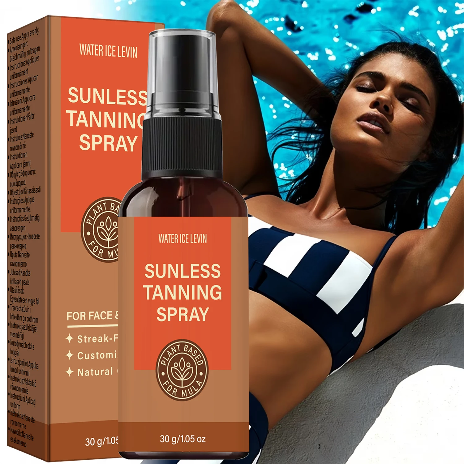 Streak-Free Self Tanning Spray - Natural Glow, Customizable Sunless Tanner for Face & Body