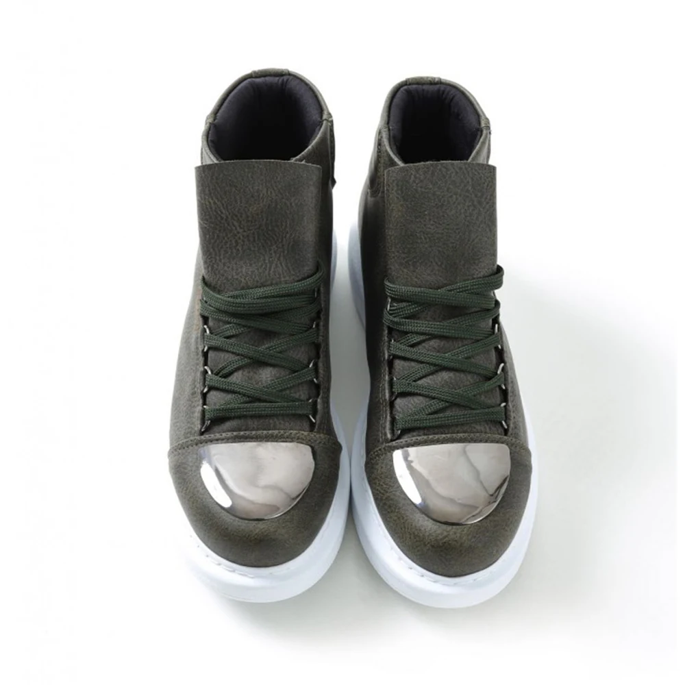 FOH Store Men and Women Boots Shoes GREEN Artificial Leather Lace Up Sneakers 2023 Comfortable Flexible Fashion Wedding Orthopedic Walking Sport Lightweight Odorless Breathable Hot Sale Air New Brand Boots 267
