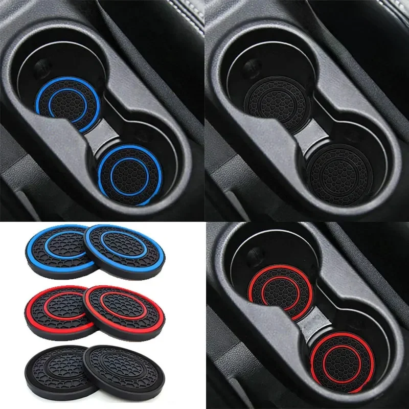 Coussinet de tasse d'eau antidérapant pour voiture, 2 pièces, pour Tesla et SUV berline, tapis en caoutchouc pour porte-bouteille, dessous de verre, intérieur automobile, porte-gobelets antidérapants