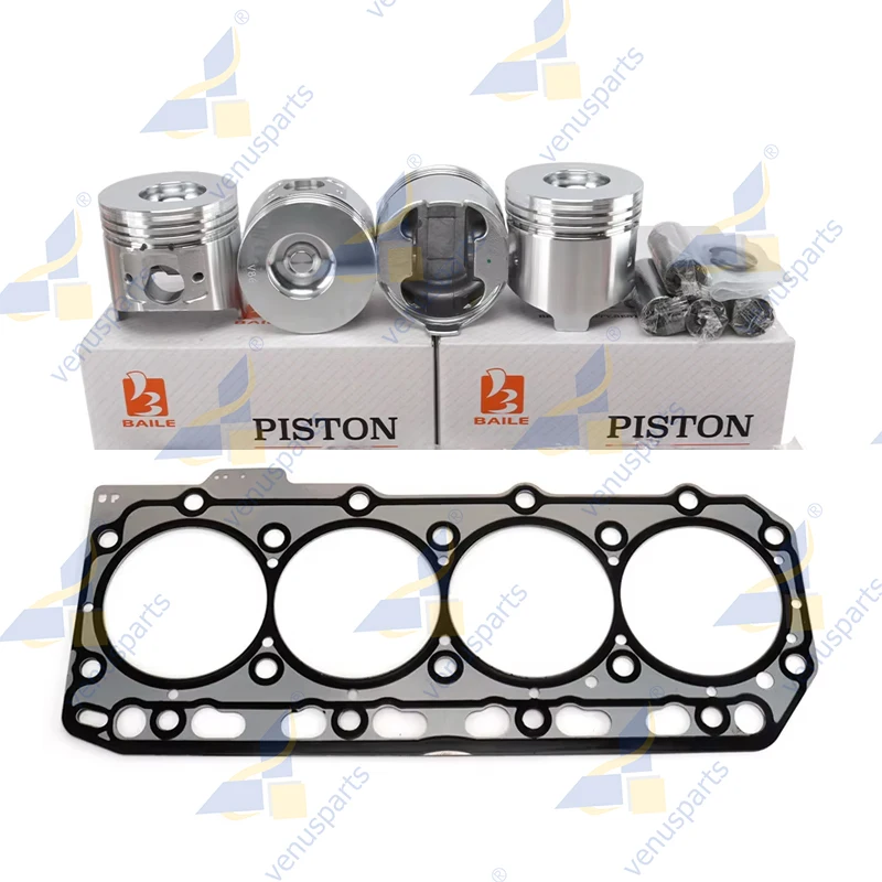 4TNV86 Cylinder Head Gasket+Piston Kit For Yanmar Engine Overhaul Rebuild Kit