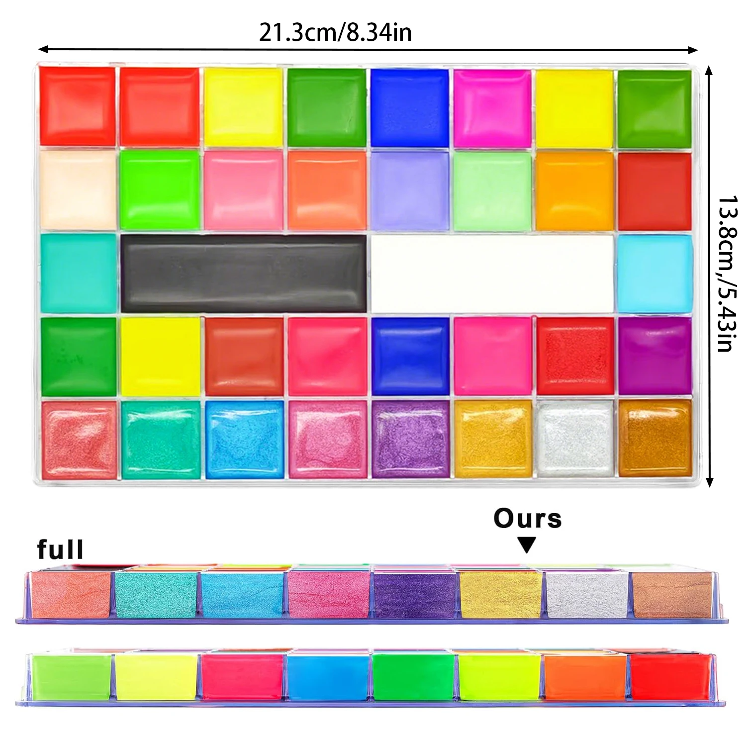 36-Color Face Painting + Brush, Professional Body Painting, Large Cream Face Painting Palette Set, Suitable for Halloween Holiday Party Special Effects Costume Cosplay Makeup