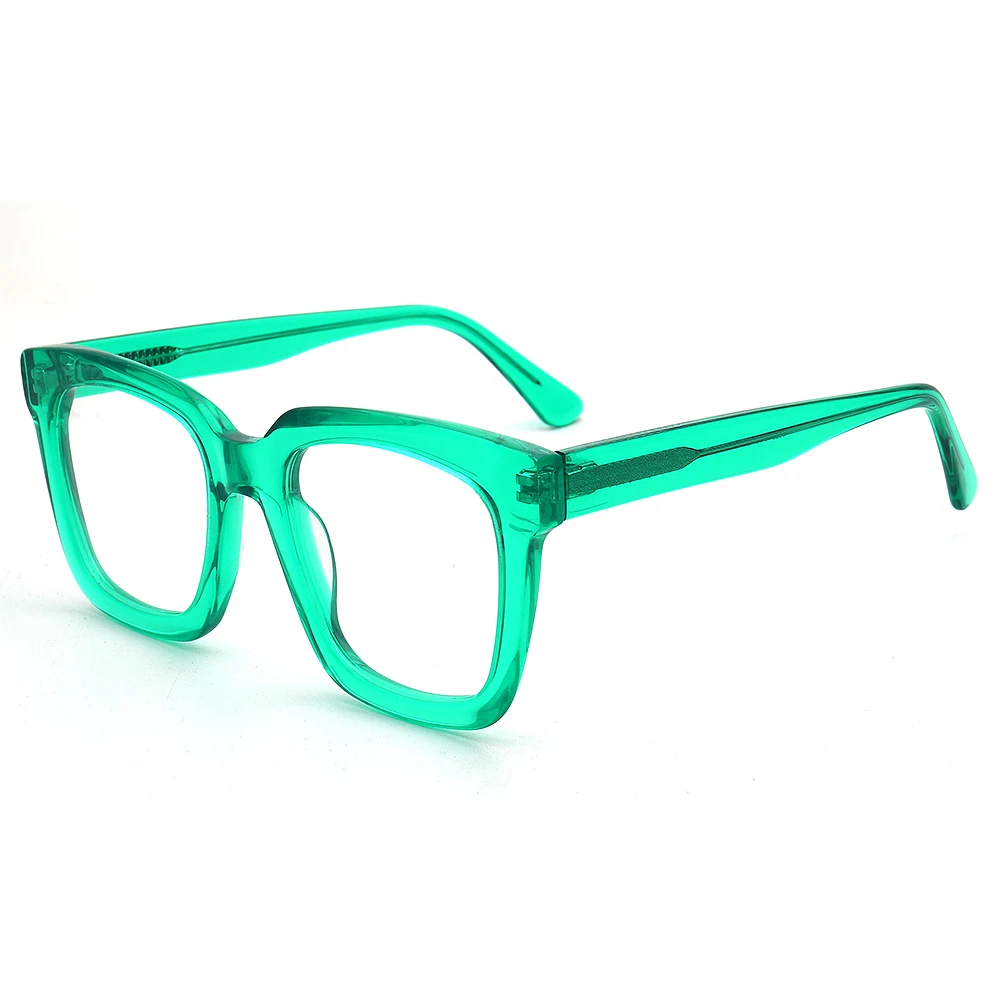 Trendy Men Square Eyeglasses Women Oversize Glasses Frames Optical Eyewear Green Bulky Prescription Spectacles Tortoise Clear