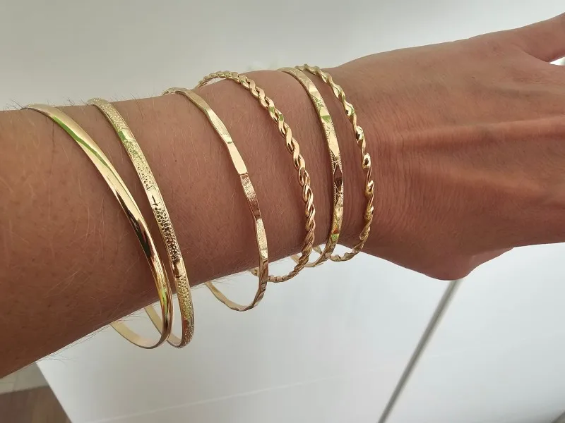 Cuban Chain Bracelet Set for Women Gold Color Boho RetroThick Twist Trendy Quality Jewelry Gifts photo review
