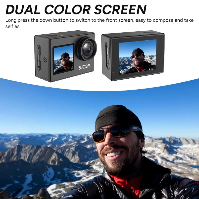 كاميرا SJCAM SJ4000 مزدوجة الشاشة بدقة 4K - واي فاي مقاومة للماء حتى 30 مترًا، 170 ° زاوية واسعة، شاشة سيلفي مقاس 2 بوصة لمدونات الفيديو والغوص والرياضة #4