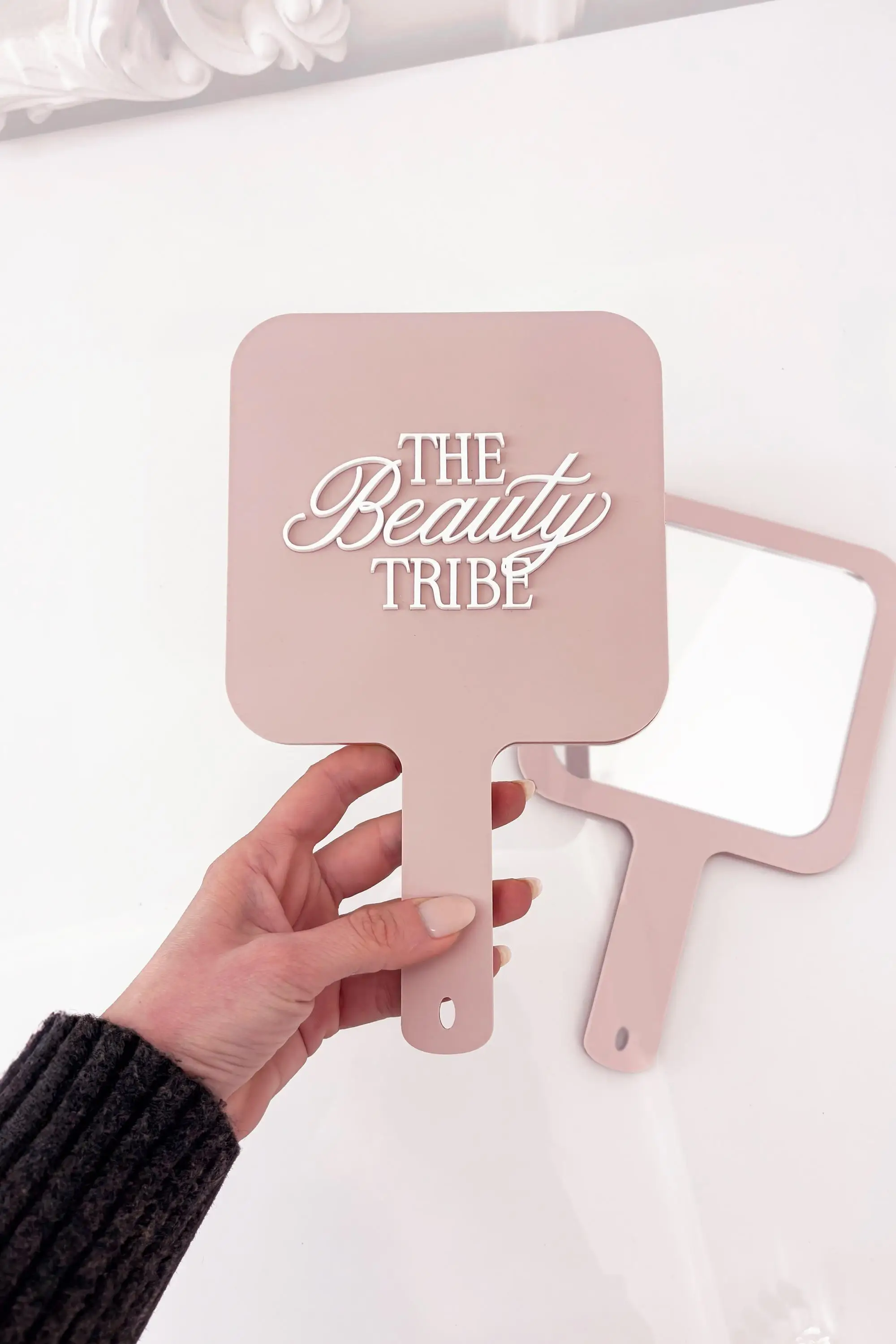 Custom Logo Handheld Mirror for Salon Square Mirror 25x15cm Personalised Beauty Branding Accessory Acrylic Bridal Hand Mirror
