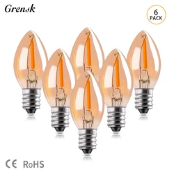 Bombillas de luz LED de repuesto Uds C7, 0,5 W, equivalente a 5W, E14, E12, 2200K, Blanco cálido, guirnaldas de luces para exterior, 6 unidades