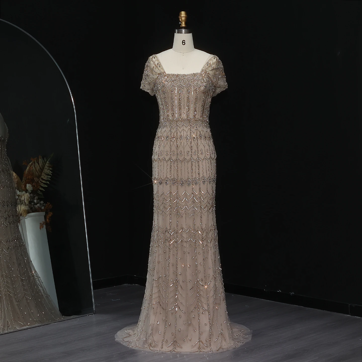 Sharon Said Luxuriöses Dubai Grünes Meerjungfrauenkleid Arabisches Abendkleid Fliederfarbene Flügelärmel 2026 Damen Hochzeitsfeierkleider SS291 Maßanfertigung – Detail 17