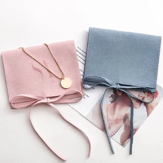 100 Stuks Gepersonaliseerde Logo Sieraden Verpakking Pouches Gedrukt Microfiber Envelop Roze Sieraden Verpakking Beeldscherm Gift Doek Bag - afbeelding 2
