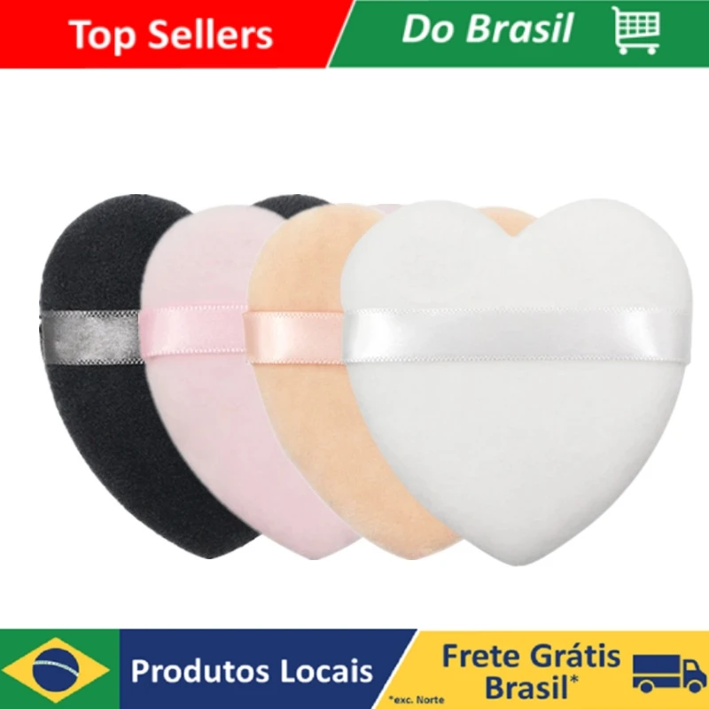 Kit 3 Esponja De Maquiagem Para Pó De Coração