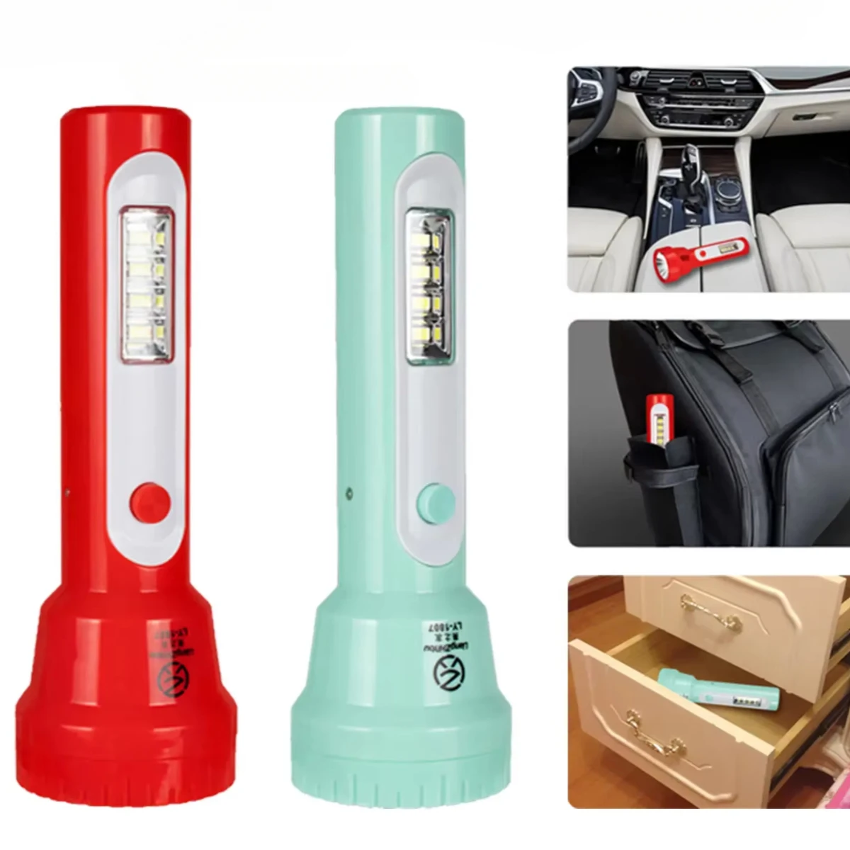 

Micro Four Light красный/голубой светодиодный перезаряжаемый фонарик высокой яркости с боковыми огнями COB, подходит для кемпинга, пешего туризма