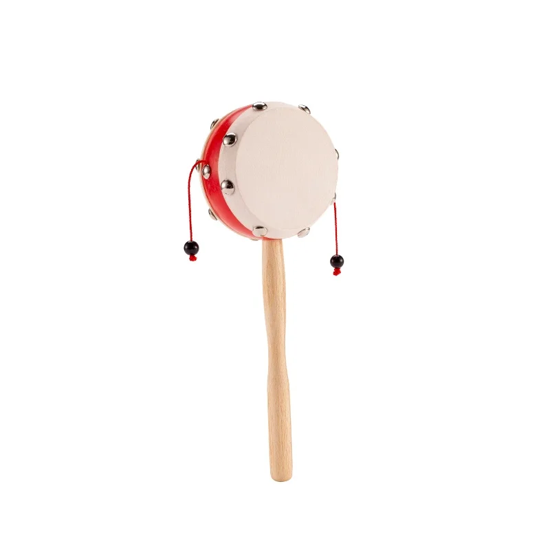 Rattle-drum Wooden Shaking Drum Rattle Spin Drum Hand Shaking Drum Handheld Musical Instruments for Baby Kid Child Toy