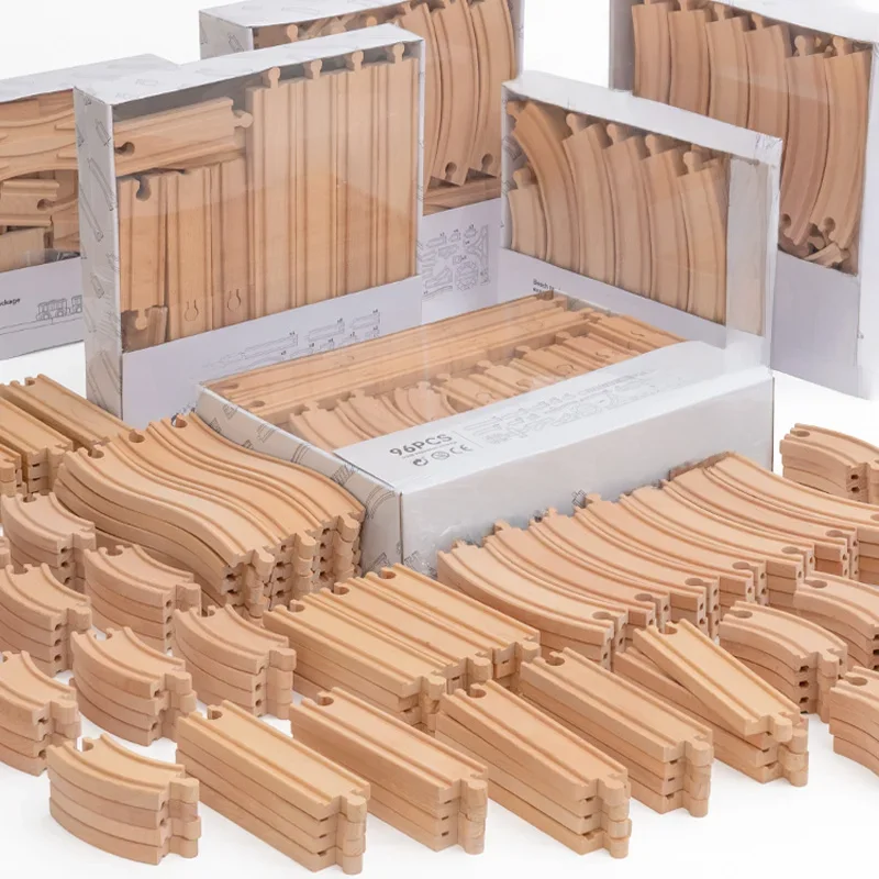 Ensemble de voies ferrées en bois, paquet d'extension, blocs de construction, accessoires adaptés aux pistes en bois Biro, jouets éducatifs pour enfants