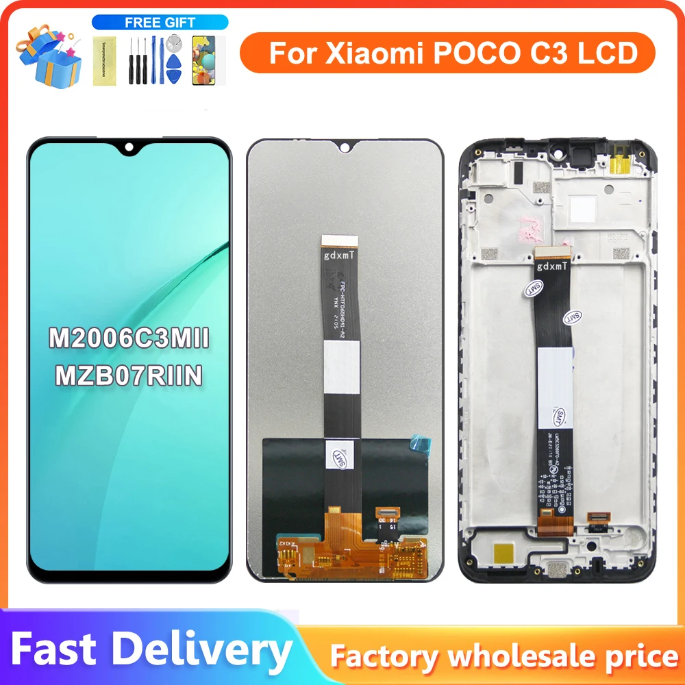 

6.43'' For Xiaomi POCO C3 LCD Display Touch Screen Digitizer Assembly Replacement For POCO C3 MZB07RHIN MZB07RLIN Screen