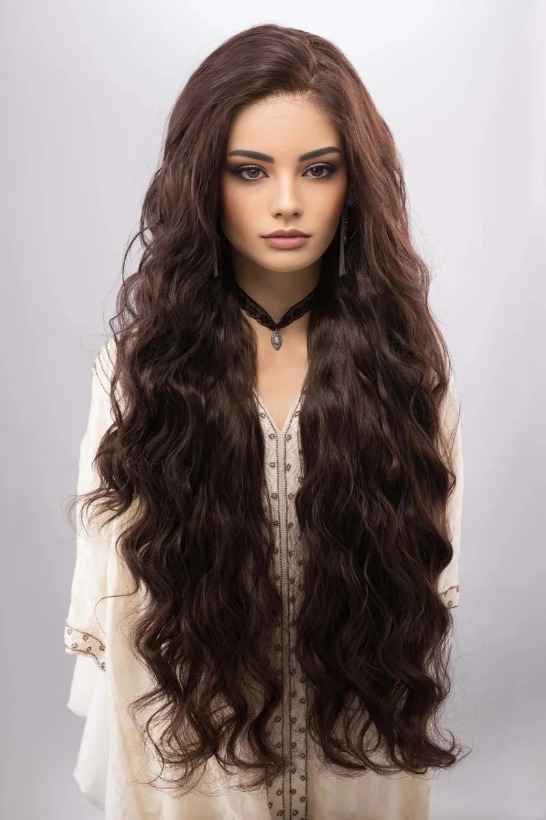 

Women Brown Wigs Wavy Wigs With Bangs Brown Ombre Wig Long Wavy Blonde Wig Curly Wig Brown Wig Party Wig