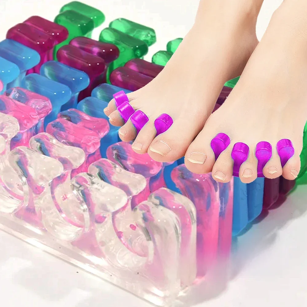 Séparateur d'orteils en Silicone souple d'été, 2 pièces/lot, 9.2x2.6cm, séparateur d'ongles Flexible, 5 couleurs, attelles de pied, Support séparateur