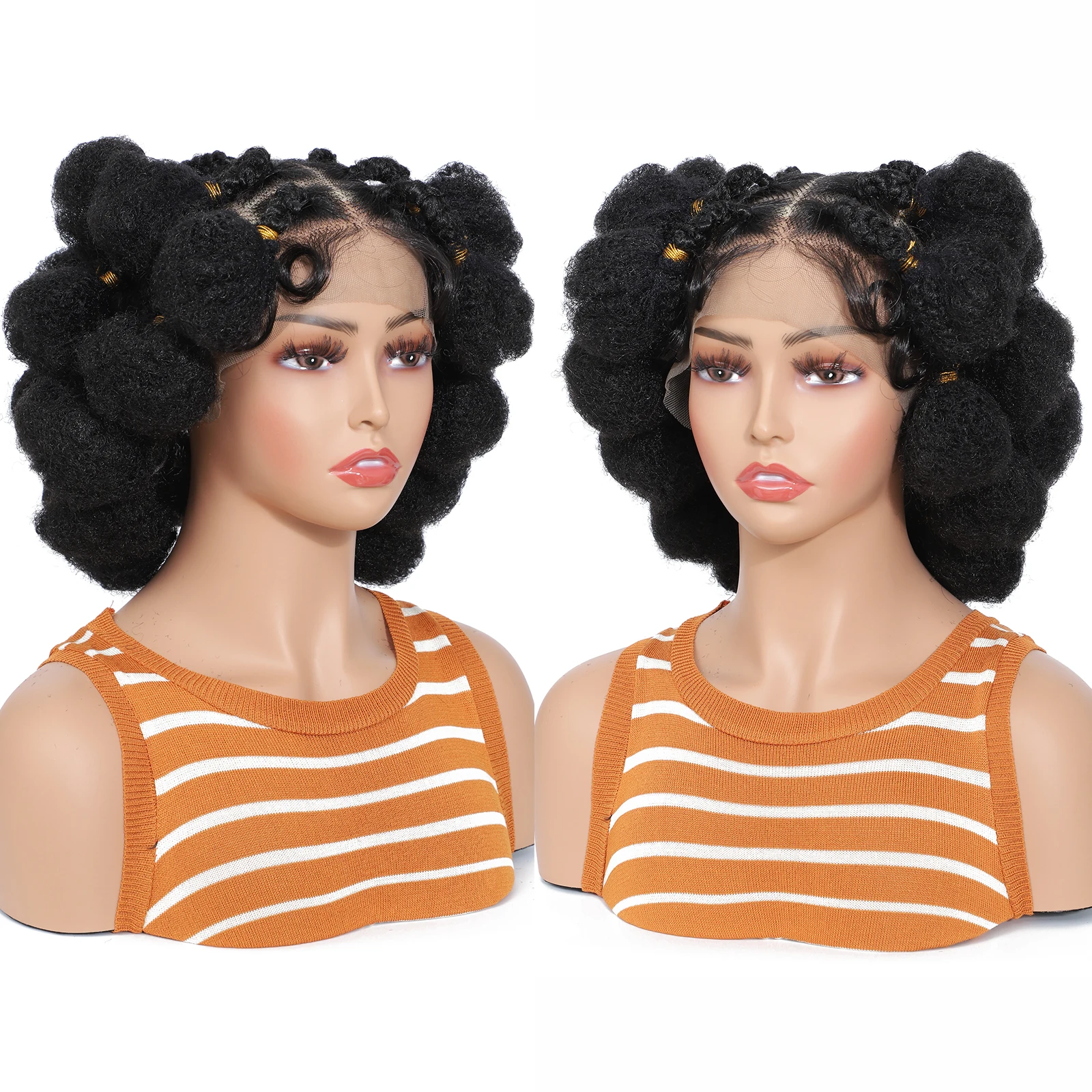Bantu الاصطناعية شعر مستعار مضفر كامل الدنتلة Knotless صندوق الضفائر الباروكات الأفريان تجديل خصلات الشعر المستعار للنساء السود