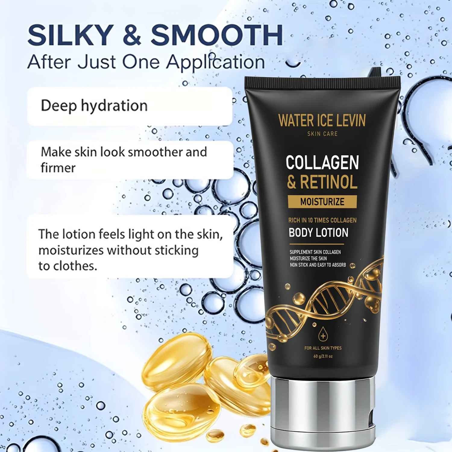 Water Ice Levin Collagen Retinol Body Lotion 60g Moisturizing Firming Nourishing Skin Lotion Easy Absorb For All Skin Types Care