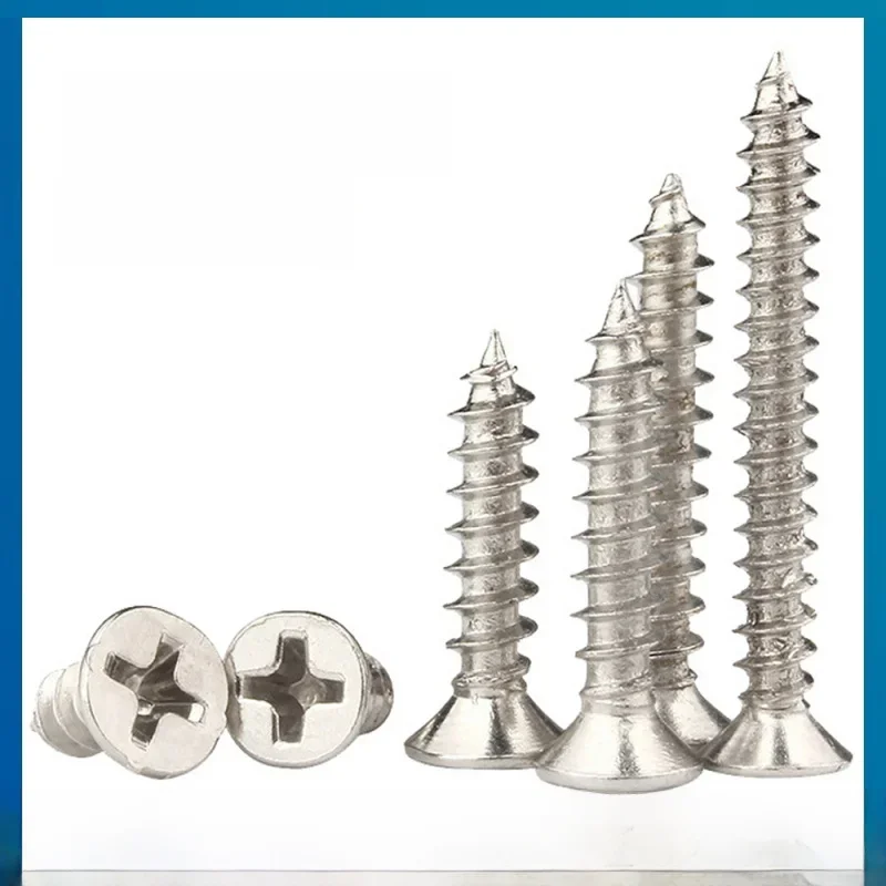 Vis autotaraudeuses à tête plate fraisée encastrée croisée M3 M3.5 M4 M5 M6 M8, vis Phillips pour meubles en acier inoxydable 10 pièces/lot