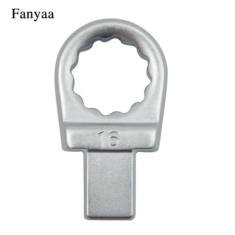 Fanyaa Plum Ring Thread Torque Wrench Head 14*18mm Square Drive End Bolt Clamp Ring Spanner Head Repalcement Part Diam 8-32mm