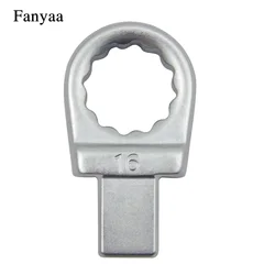 Fanyaa Plum Ring Thread Torque Wrench Head 14*18mm Square Drive End Bolt Clamp Ring Spanner Head Repalcement Part Diam 8-32mm