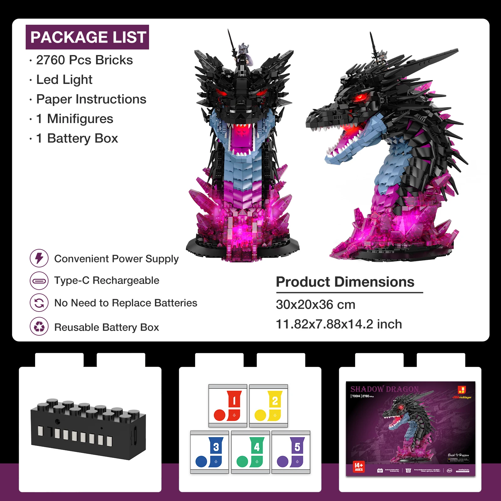 LED Shadow Dragon Head Building Set — product detail 8