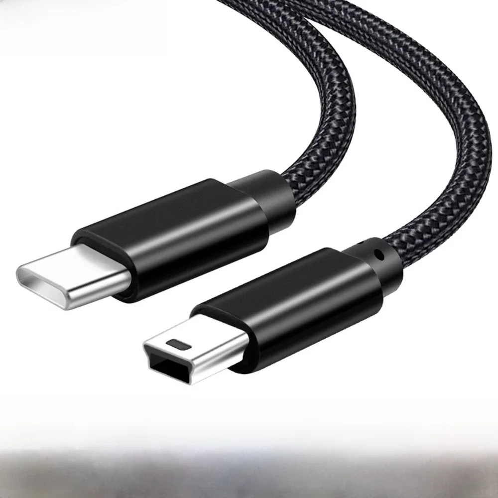 Kabel USB-C do Mini USB, pleciony, USB-C do Mini-USB 5-pin, kabel OTG do ładowania i synchronizacji danych dla GPS, Mp4/3, aparatu, kamery samochodowej, C do Mini. — 2