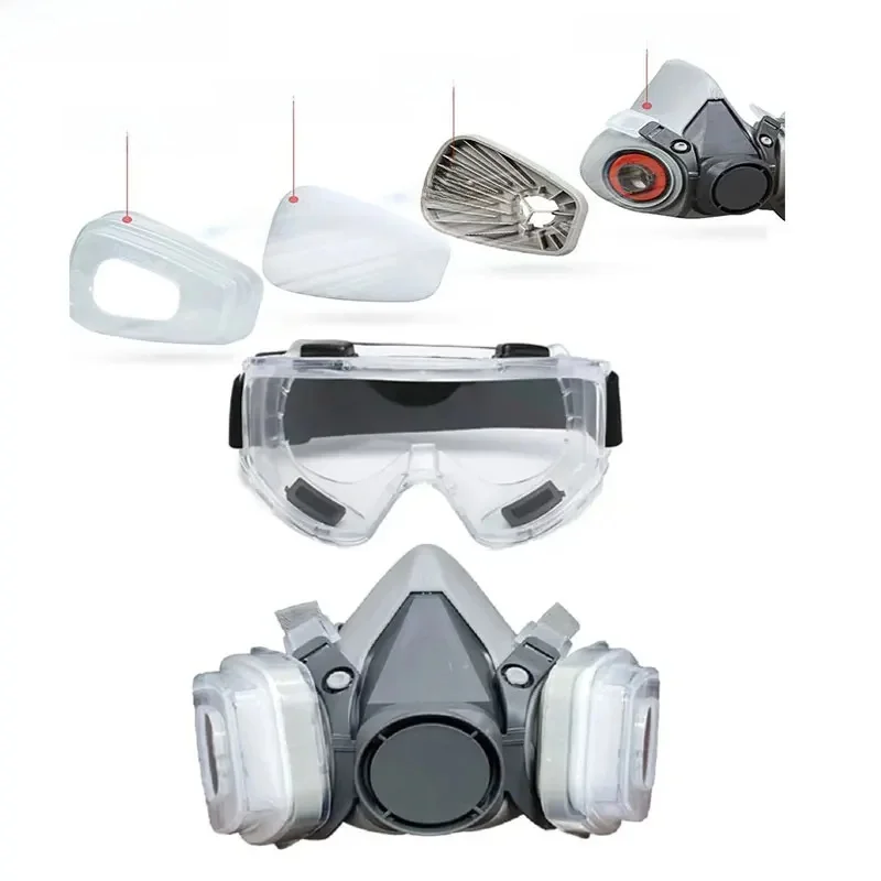 6200 Stofmasker Half Gezicht Met 503 5N11 Deeltjesfilters Bril Set Voor Industriële Arbeid Stof Verf Spray Decoratie Slijpen ﻿ - afbeelding 2