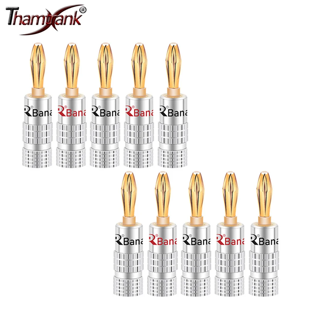 10pcs/5pairs High Quality New 24K Gold Speaker Banana Plugs For Video Speaker Connector Black Red Color