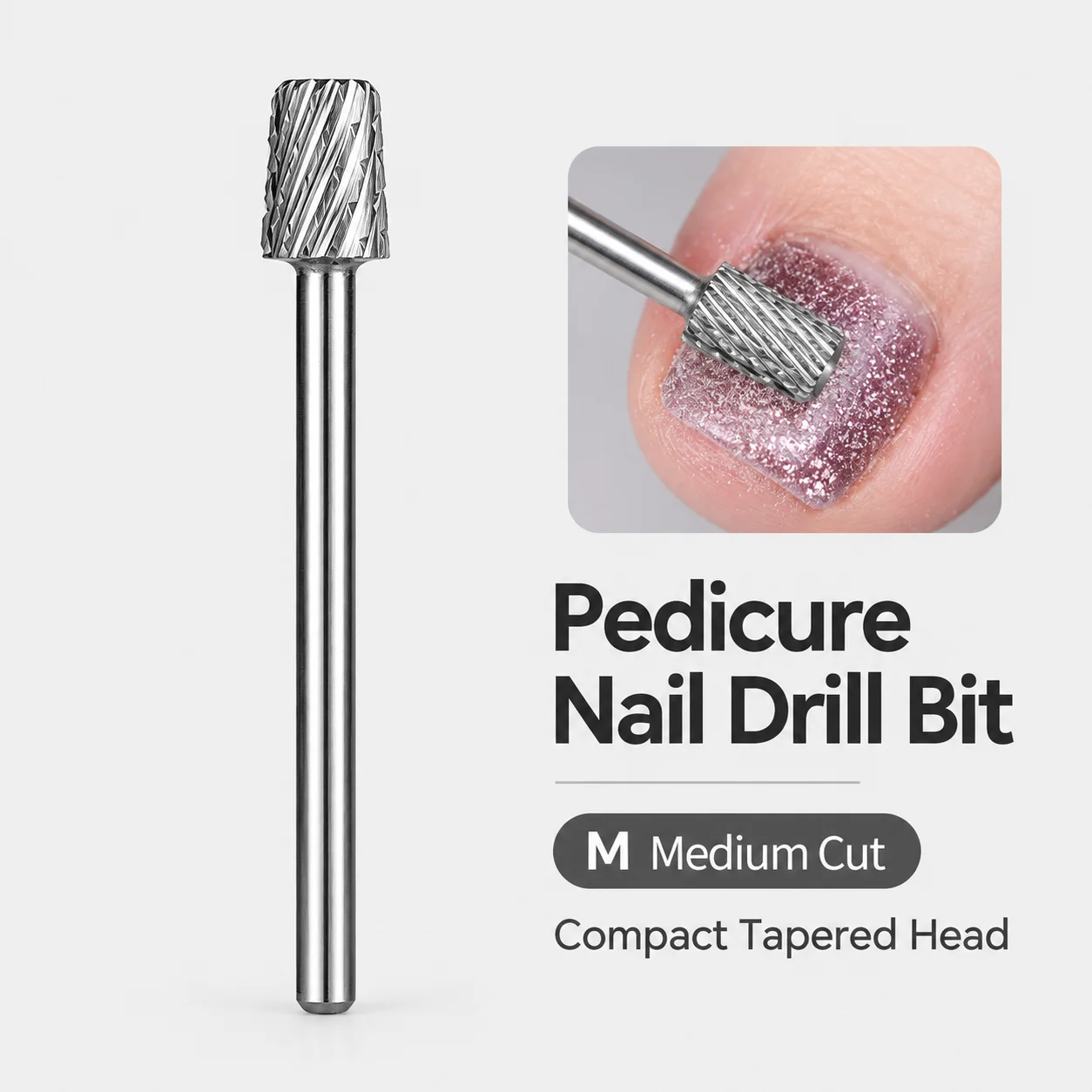 Mini Nail Drill Bit Compact Tapered Head Single Bit Pedicure Drill Bit for Toenail Gel Polish Removal Pedicure Tools