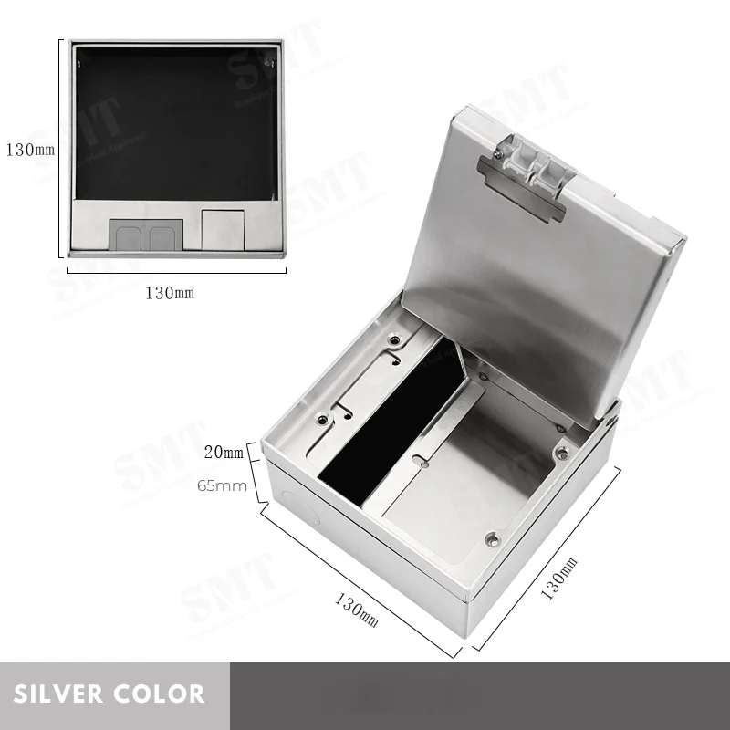 Floor Box Outlet UK US EU Standard Hidden Power Socket 130x130mm Built-in Rear RJ45 HDMI USB Plug for Seamless Floor Integration