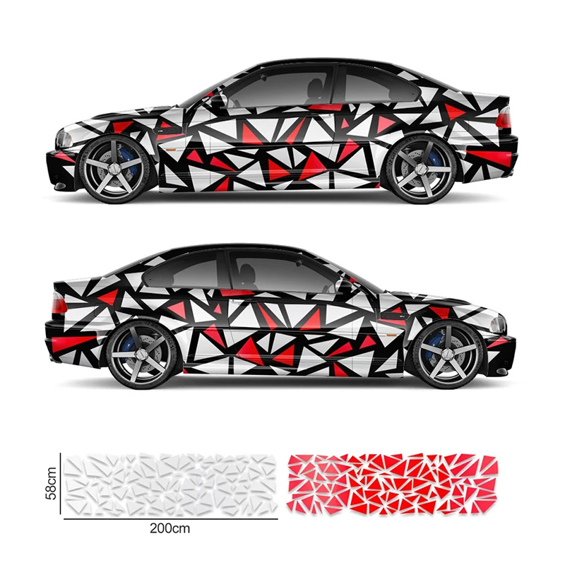 

Triangles Design DIY Decor Car Stickers Racing Full Body Tuning Exterior Vinyl Decals Accessories For fiat ducato,opel corsa d