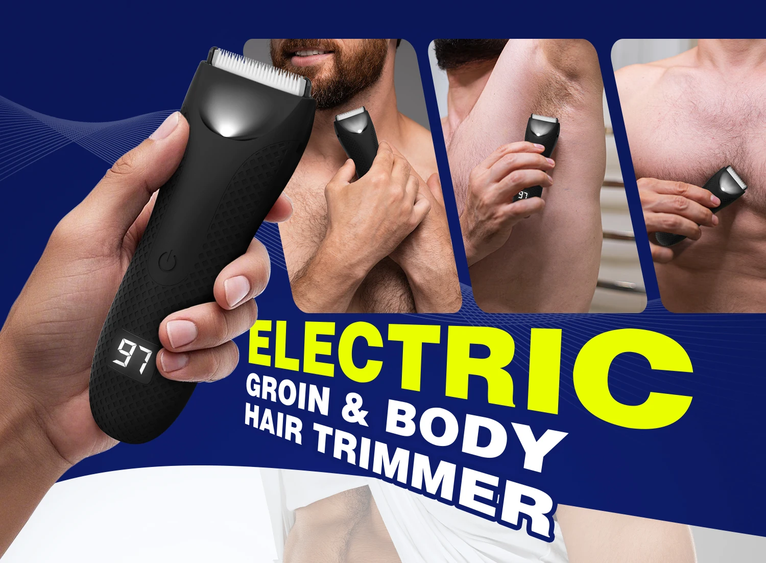 Elektrischer Körperhaarschneider für Männer Wasserdichter Intimrasierer Wiederaufladbarer Trimmer für Schamhaar & Achselhöhle Ganzkörper-Rasur – Detail 8