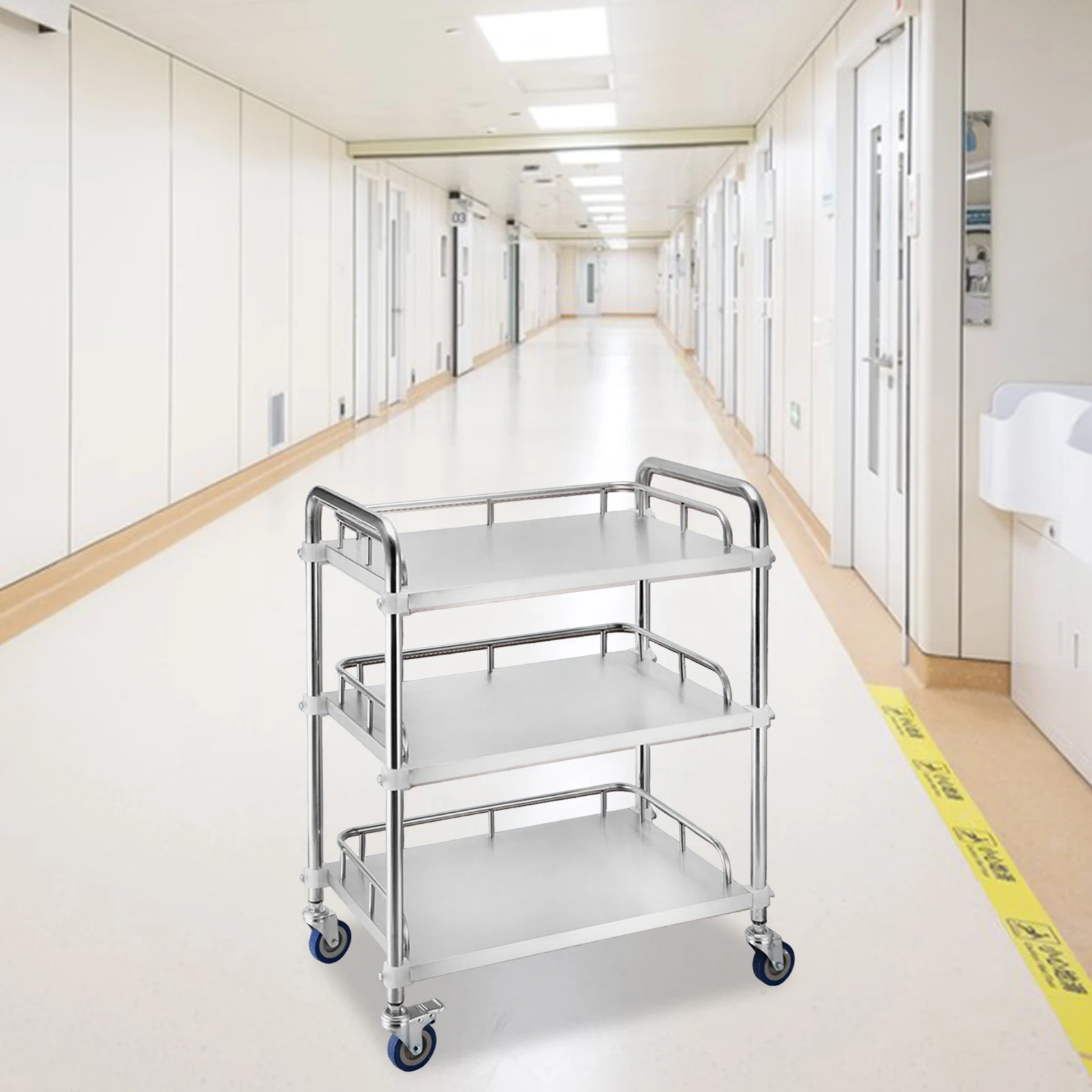 Thickened Medical Stainless Steel Treatment Car Three-Layer Instrument Trolley Hospital Dressing And Nursing Beauty Treatment