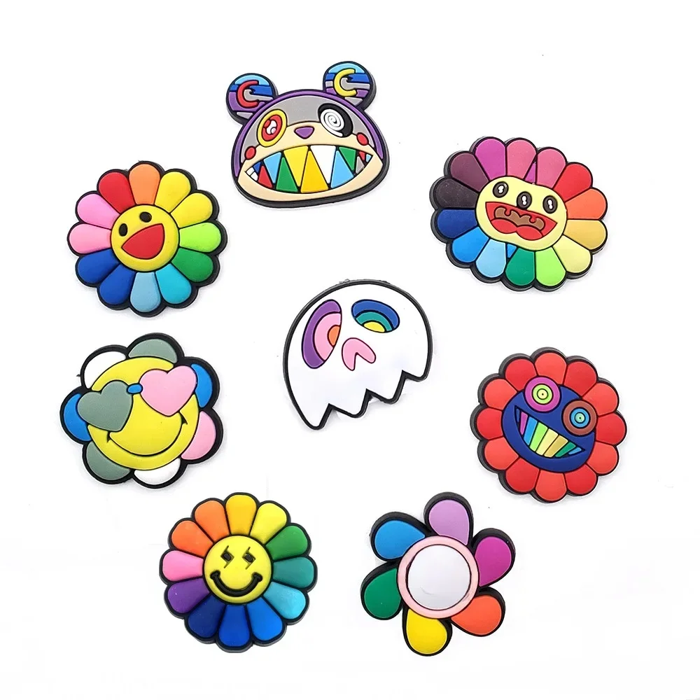 Fleur fantôme sourire PVC chaussure breloques pantoufles boucle combinaison idéal pour bracelet accessoires bandes de décoration cadeau unisexe fête