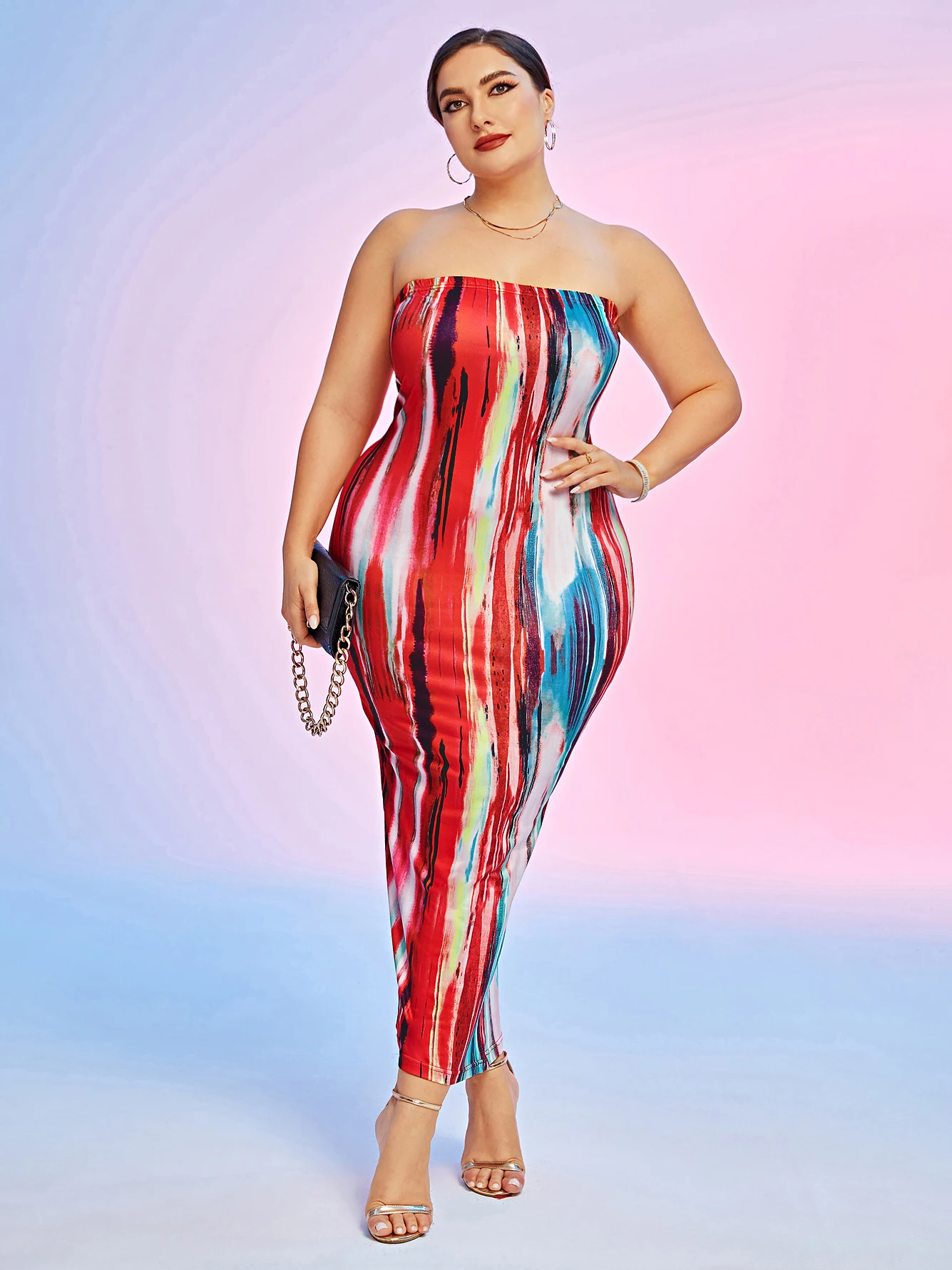 Adyce Multicolor Print Strapless Bodycon Sexy Party Night Maxi Dress Women 2024 Summer  Slim Fit Long Dresses