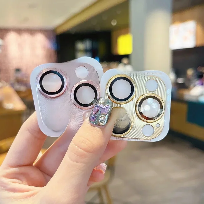 Protecteur d'objectif de caméra en métal, 1 pièce, pour iPhone 13 12 11 14 15 Pro Max Mini HD, Film de protection d'objectif arrière pour iPhone 15 14 Plus