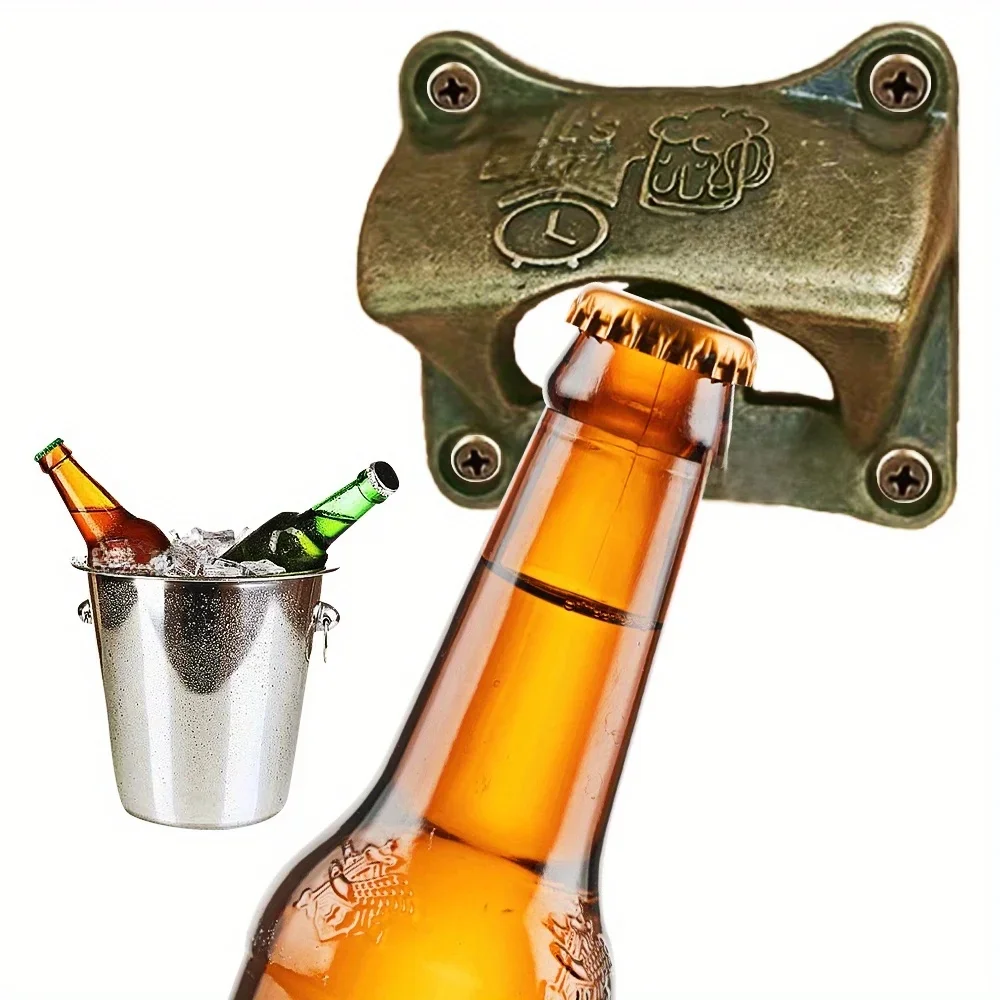 It's Beer'O Clock" Décapsuleur mural rétro, ouvre-bouteille vintage, ouvre-bière solide bricolage, outil décoratif pour bar, barbecue, 1 pièce, 5 pièces, 10 pièces