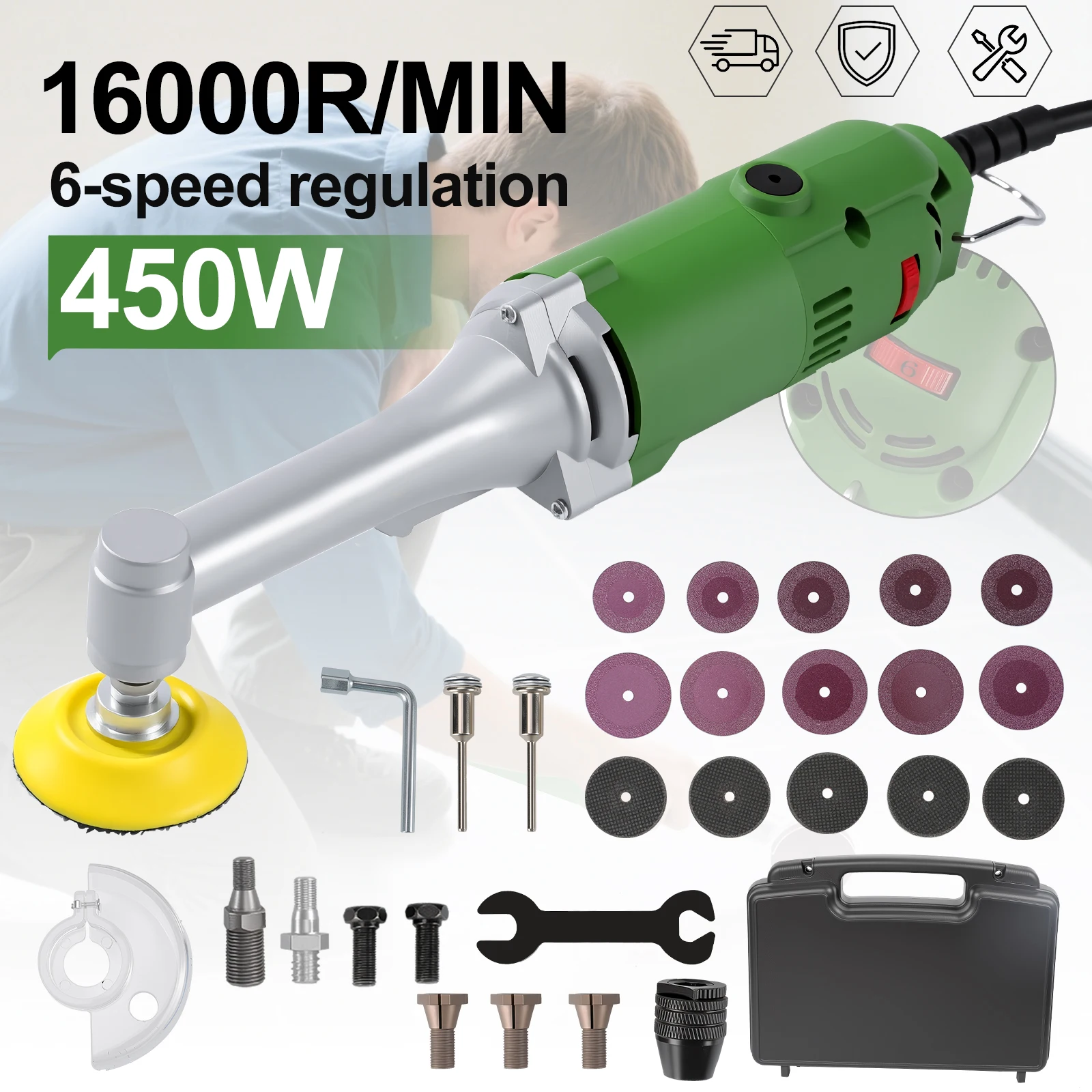 220V elektrischer Keramikschleifer zum Verkleben von Fliesen, 450W, 6 Geschwindigkeiten, Gerader Schleifer, Polierer.