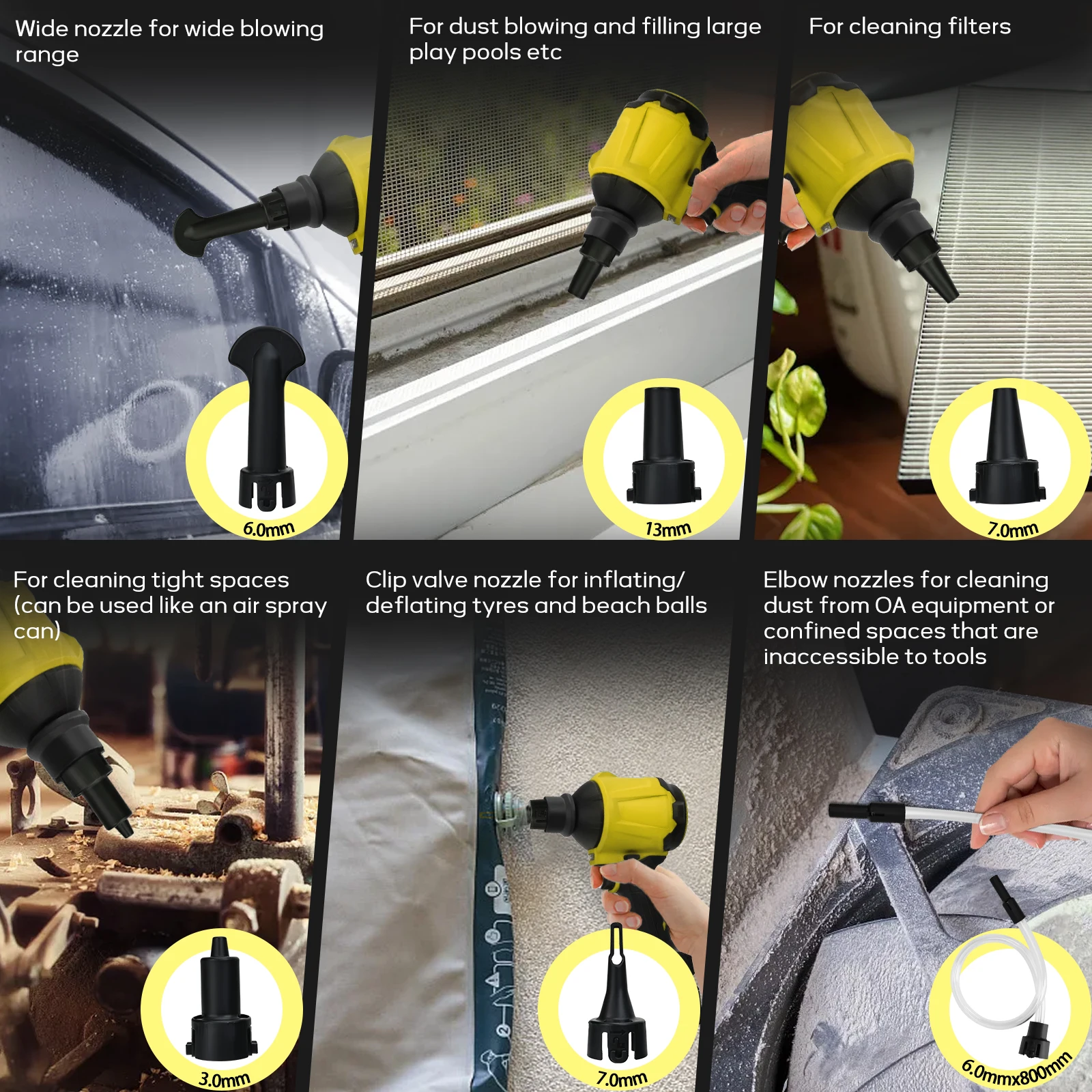 Soplador de polvo inalámbrico, soplador de hojas eléctrico sin escobillas, herramienta de vacío con luz LED para batería Dewalt de 20V (sin batería)