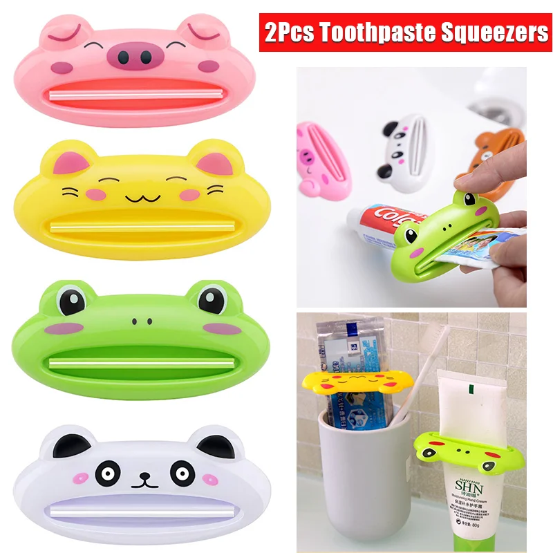 2 Pcs Toothpaste Squeezer Cartoon Animal Shaped Multi-Purpose Toothpaste Cream Squeezers Makeup Tube Squeezer Bathroom Organizer