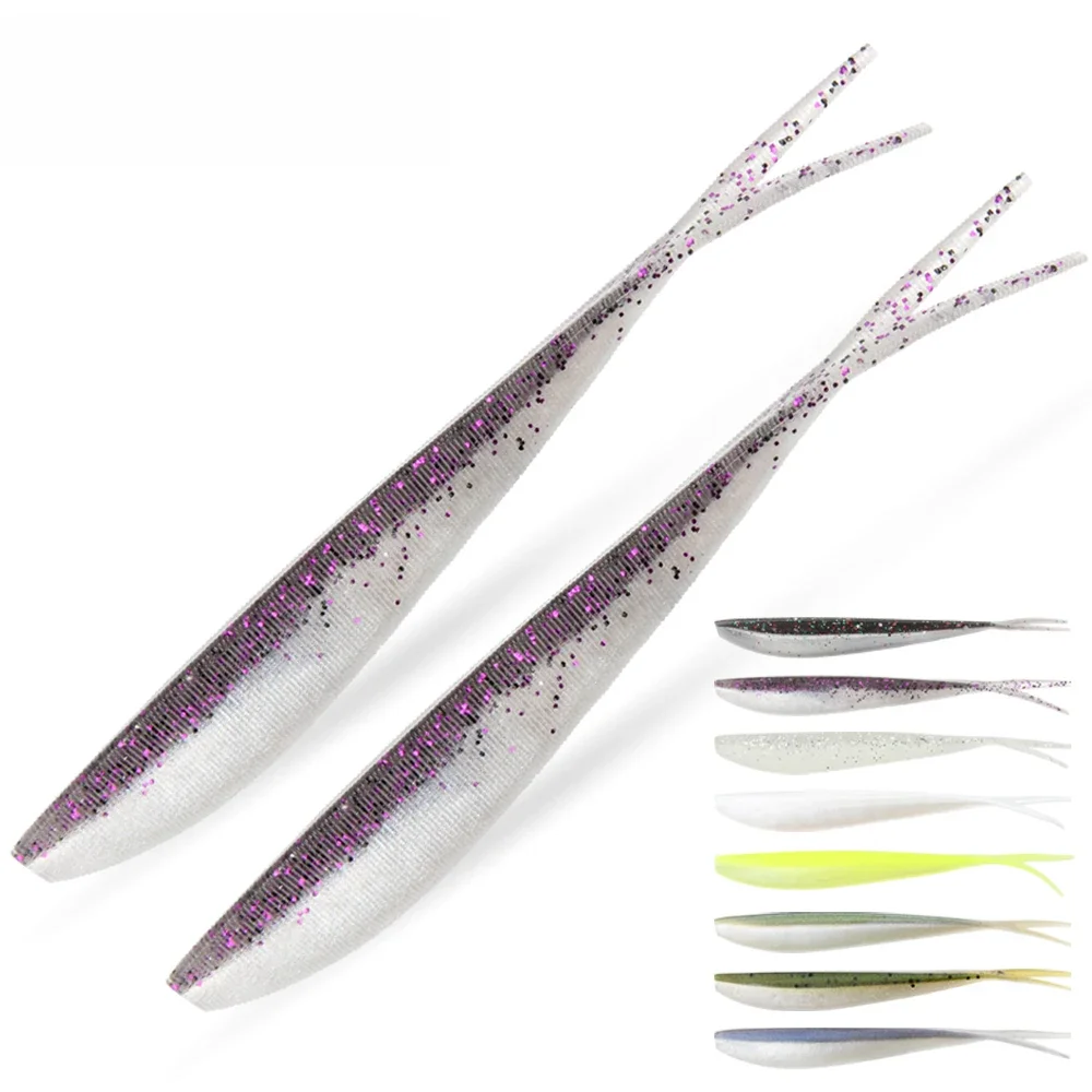 Spinpoler 2" 3" 4" weiche Angelköder Jerk Minnow Shad Drop Shot Soft Bait Swimbait Split Tail für Bass Forelle Pike Walleye Pesca