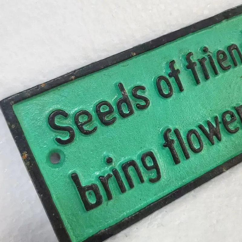 Vintage Cast Iron Garden Wall Plaque Sign, Seeds of Friendship Quote, Céad Míle Fáilte Irish Welcome Sign, Rustic Cottage Garden