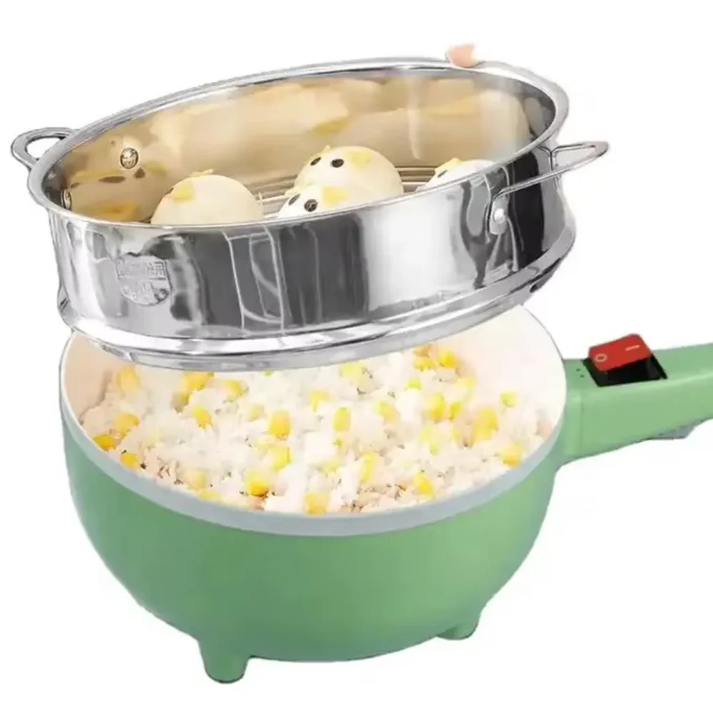 Portable Electric Hot Pot Cooker Non-Stick Mini Heating Frying Pan Multi-Function Rice Cooker Steamer Food Grade Skillet for Car view 4