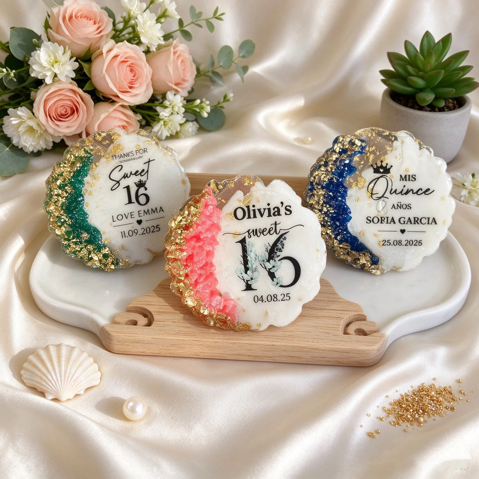 Bulk Personalized Wedding Magnet Favors, Custom Resin Epoxy Magnets, Wedding Guest Gifts, Bridal Shower & Mother's Day Souvenir