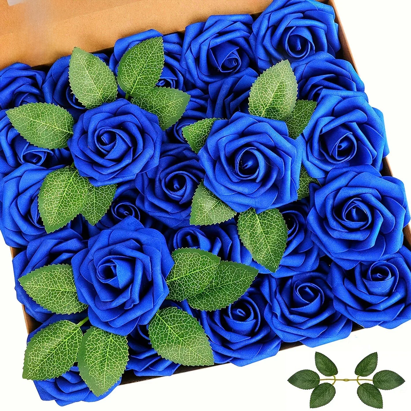 30 stücke künstliche blaue Rose Blumen gefälschte Schaum Rosen mit Stielen Hochzeits feier DIY
